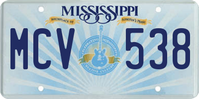 MS license plate MCV538