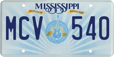 MS license plate MCV540