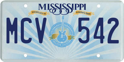 MS license plate MCV542