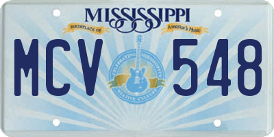 MS license plate MCV548