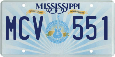 MS license plate MCV551