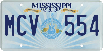 MS license plate MCV554