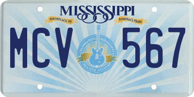 MS license plate MCV567
