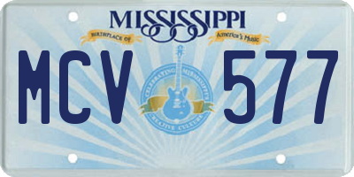 MS license plate MCV577