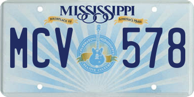 MS license plate MCV578