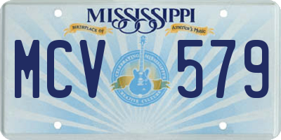 MS license plate MCV579