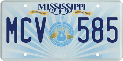 MS license plate MCV585
