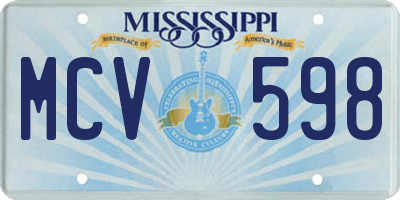 MS license plate MCV598