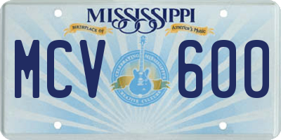MS license plate MCV600