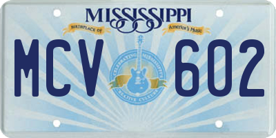 MS license plate MCV602