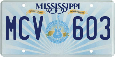 MS license plate MCV603