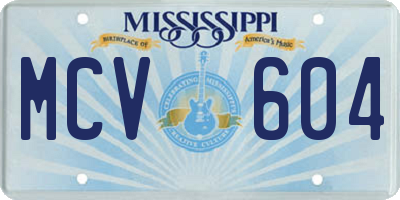 MS license plate MCV604