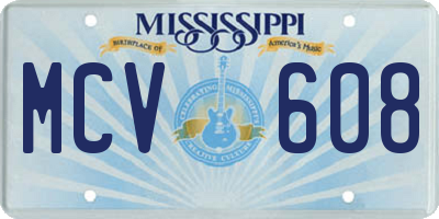 MS license plate MCV608