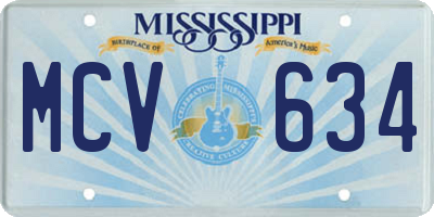 MS license plate MCV634