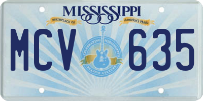 MS license plate MCV635