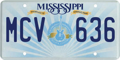 MS license plate MCV636