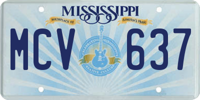 MS license plate MCV637