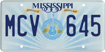 MS license plate MCV645
