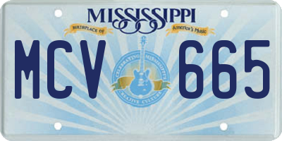 MS license plate MCV665