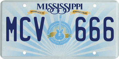 MS license plate MCV666