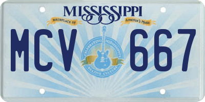 MS license plate MCV667