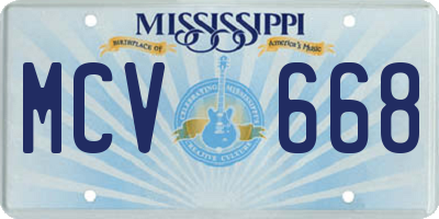 MS license plate MCV668