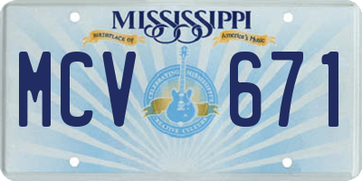 MS license plate MCV671
