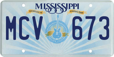 MS license plate MCV673