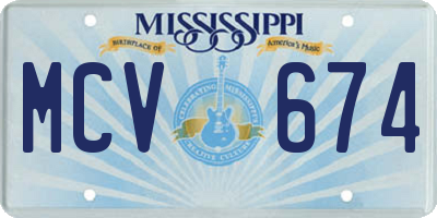 MS license plate MCV674