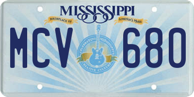 MS license plate MCV680