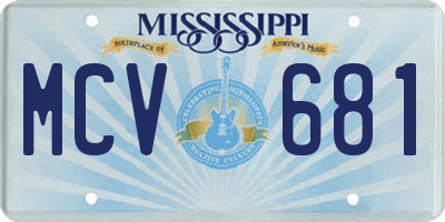 MS license plate MCV681