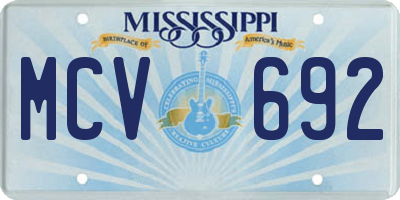MS license plate MCV692