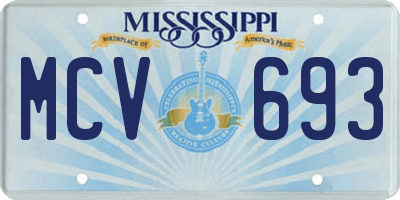 MS license plate MCV693