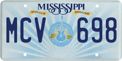 MS license plate MCV698