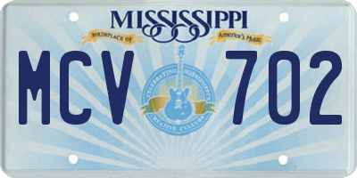 MS license plate MCV702
