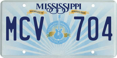 MS license plate MCV704