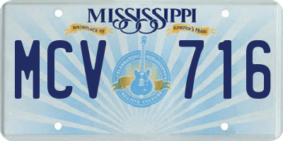 MS license plate MCV716