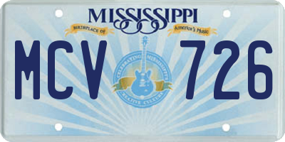 MS license plate MCV726
