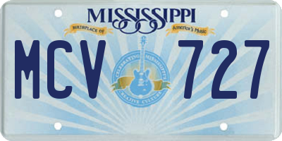 MS license plate MCV727