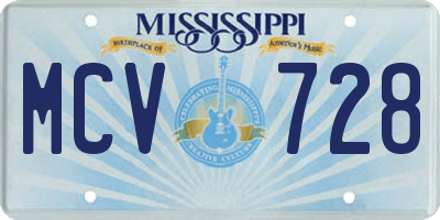 MS license plate MCV728