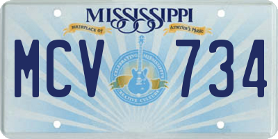 MS license plate MCV734