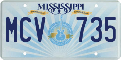 MS license plate MCV735