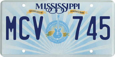 MS license plate MCV745