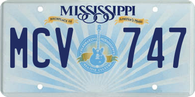 MS license plate MCV747