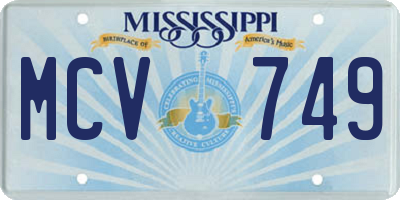 MS license plate MCV749