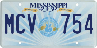 MS license plate MCV754