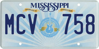 MS license plate MCV758