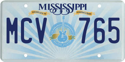 MS license plate MCV765