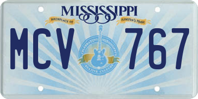MS license plate MCV767