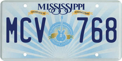 MS license plate MCV768